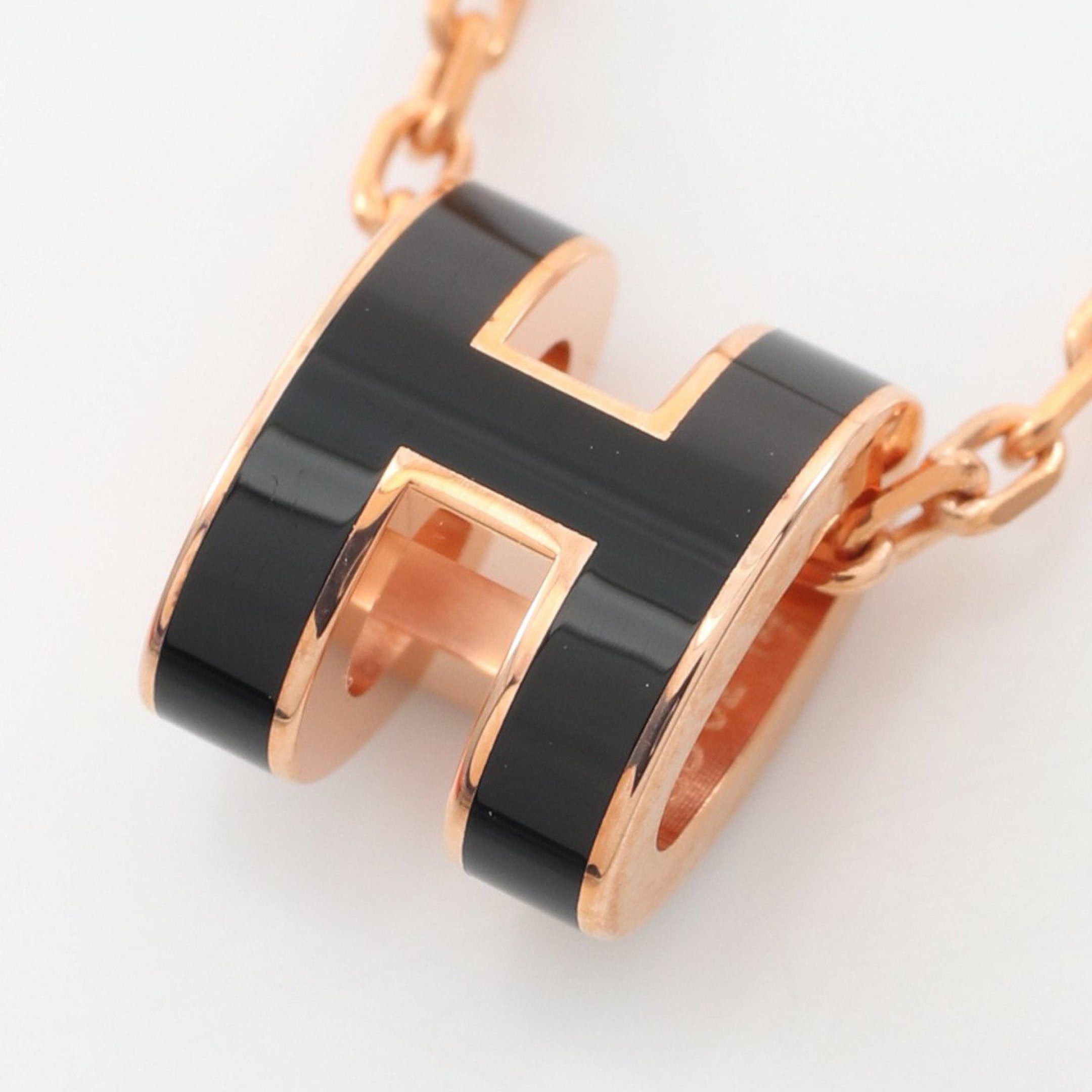 Hermes Hermes Mini Pop H Necklace Gp Pink Gold Black Size ONE SIZE - 1 Thumbnail
