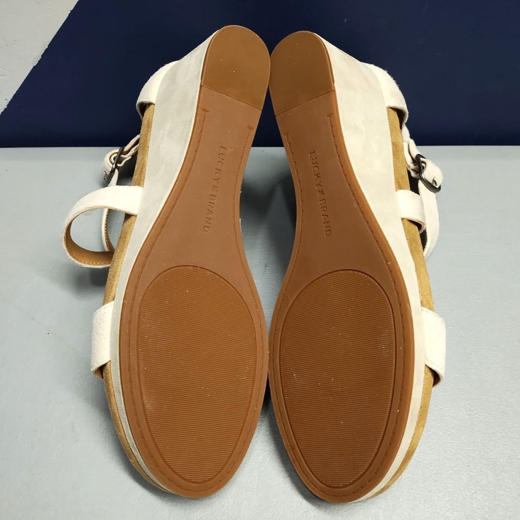 Lucky Brand Lucky Brand Kenadee Wedge Sandals Womens US 10M Tan Brown Leather Buckle Strap Sandal Size US 10 / IT 40 - 7 Thumbnail