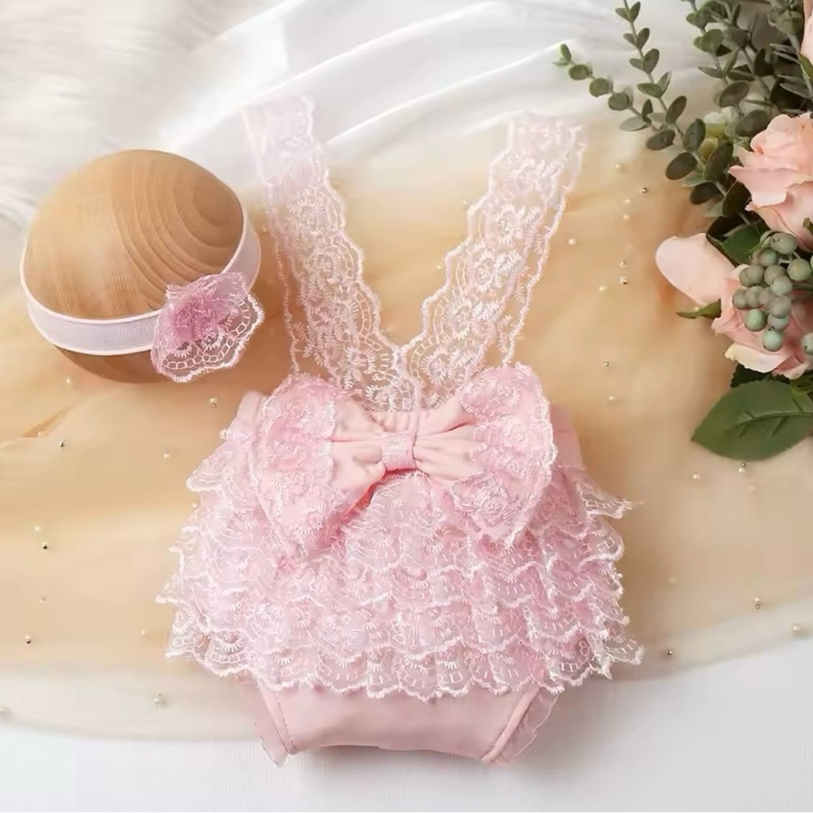 Other Newborn Photography Outfits Big Bowknot Baby Lace Romper Size XXS / US 00 / IT 34 - 1 Thumbnail