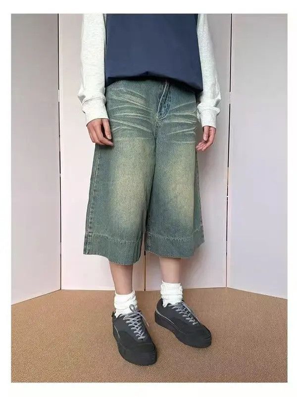 Japanese Brand American street washed distressed denim shorts y2k Size US 32 / EU 48 - 6 Thumbnail
