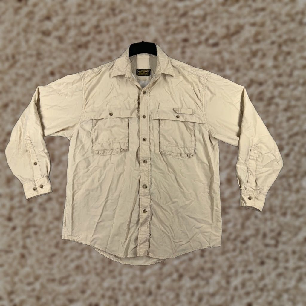 Eddie Bauer Eddie Bauer Shirt Men Large Beige Sportswear Fishing Button Angler Vented Size US L / EU 52-54 / 3 - 1 Thumbnail