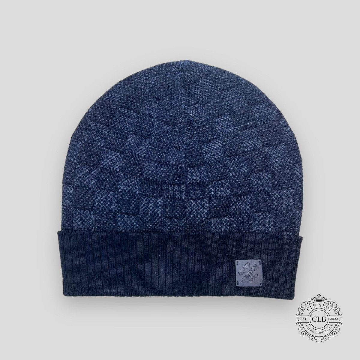 image of Louis Vuitton Petit Damier Hat - Navy in Navy/Denim Blue, Men's
