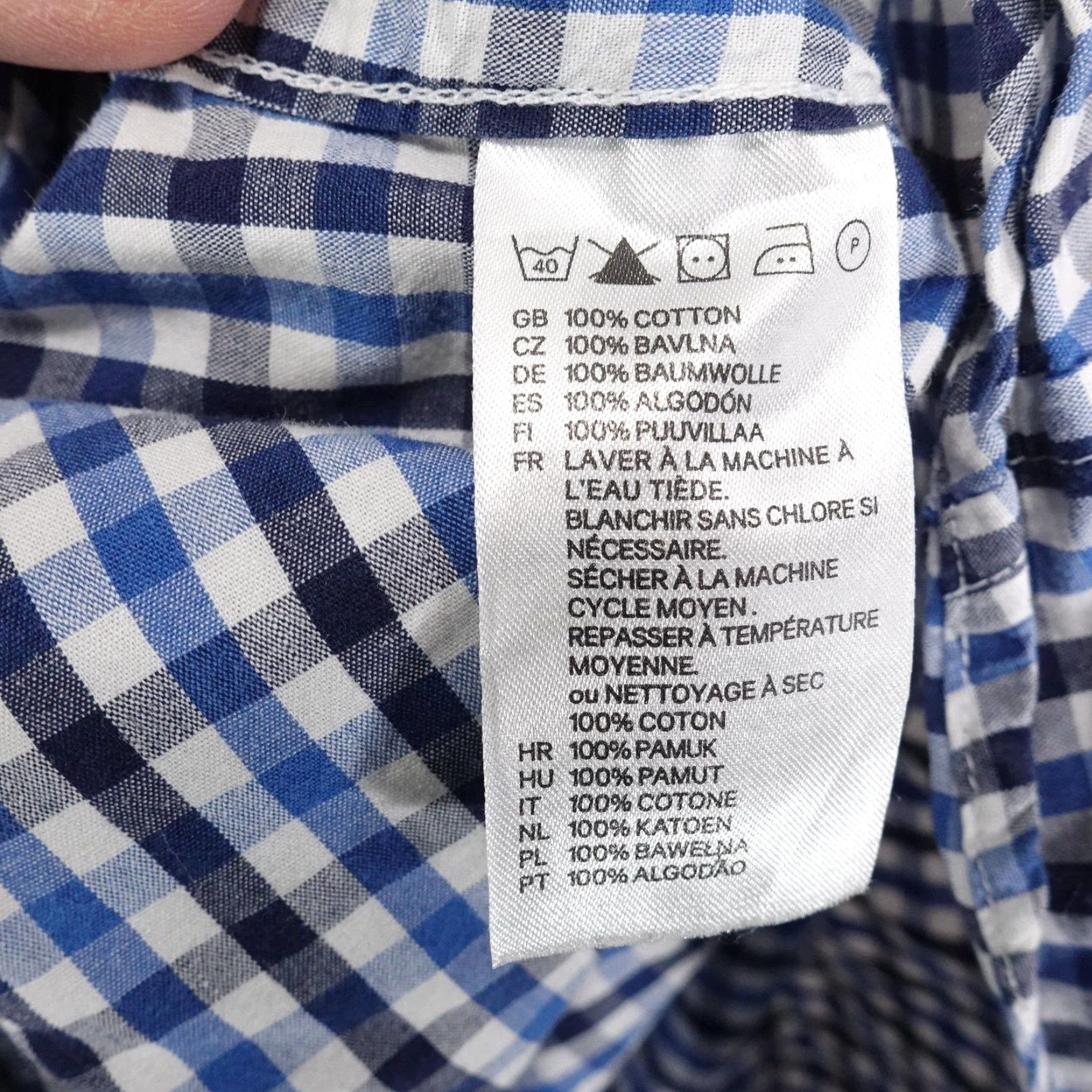 H&M H&M Shirt Mens Medium Blue White Gingham Check Short Sleeve Button Front Cotton Shirt - Mens Size US M / EU 48-50 / 2 - 7 Thumbnail