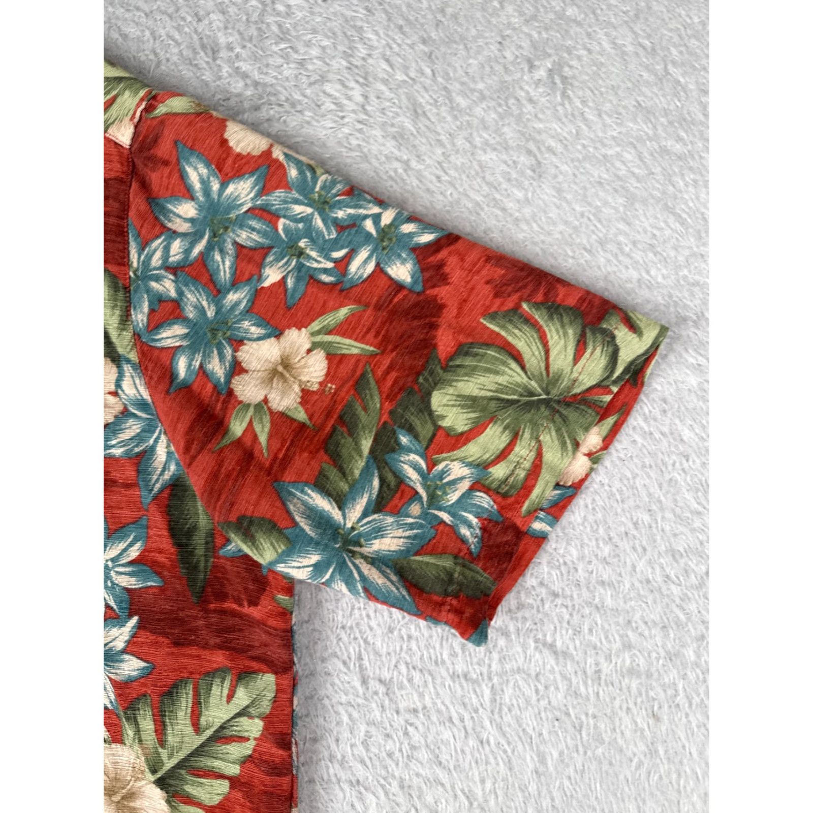 Vintage Havana Jack's Cafe Shirt Men Large Red Floral Hibiscus 100% Silk Hawaiian Beach Size US L / EU 52-54 / 3 - 2 Thumbnail