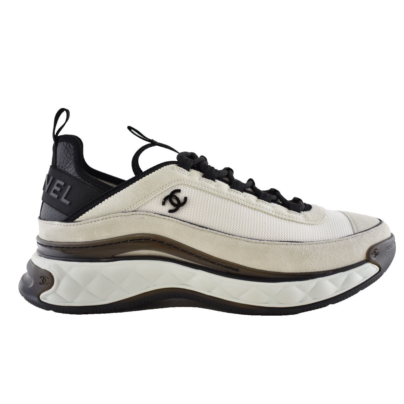 Chanel Mens White Grey Black CC Logo Low Top Trainer Sneaker 11 Size US 11 / EU 44 - 1 Thumbnail