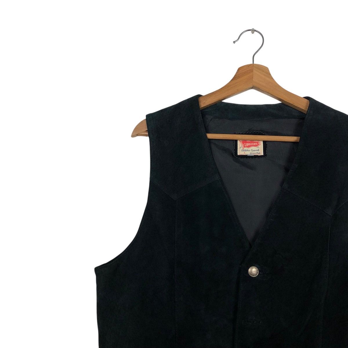 Genuine Leather 📌Vintage Leather Vest Biker Gumuintl Union Made Size US L / EU 52-54 / 3 - 8 Thumbnail