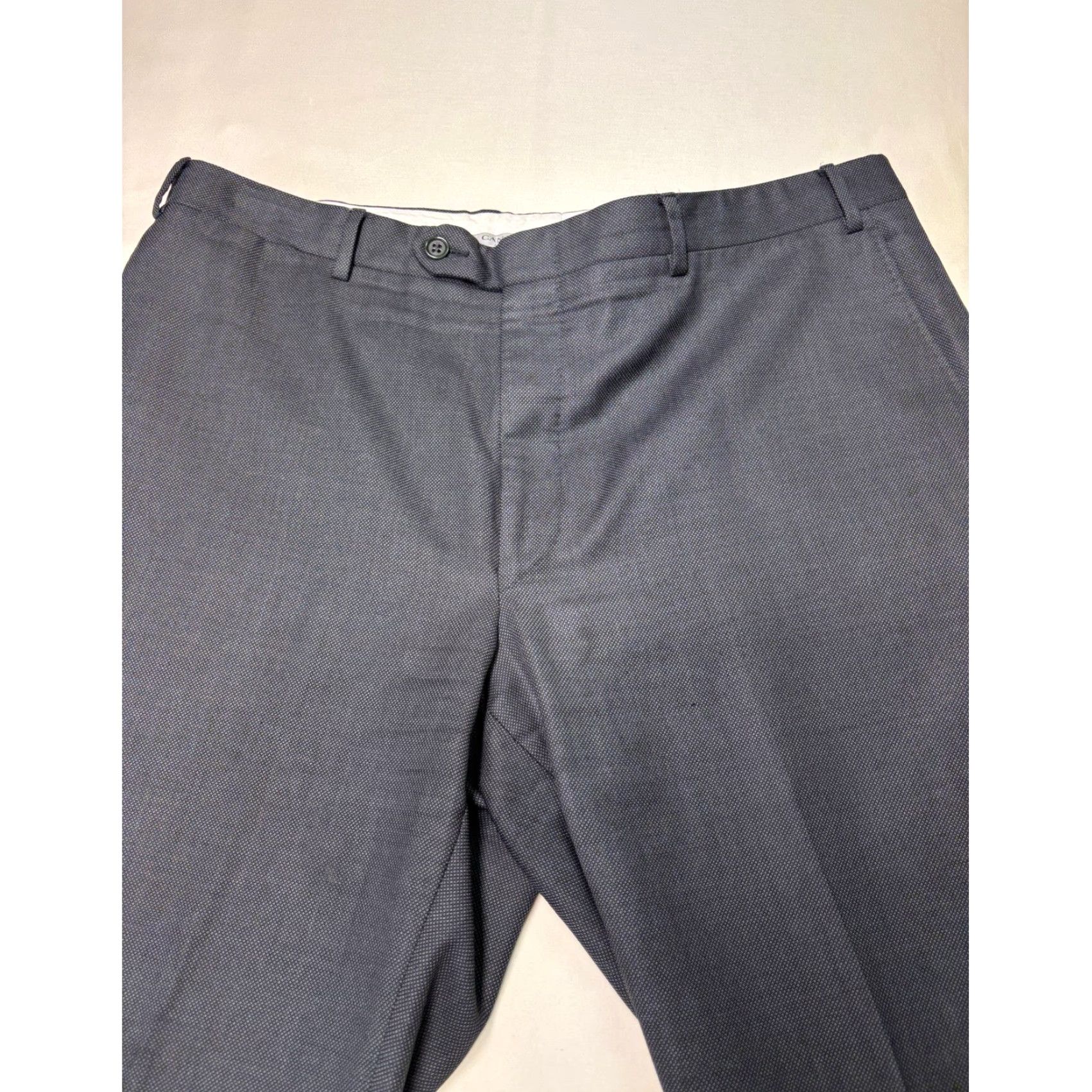 Canali Canali 1934 Mens Gray Wool Blend Dress Pants 38 Regular Geometric Pattern Slim Flat Front Trousers Size US 37 - 2 Thumbnail