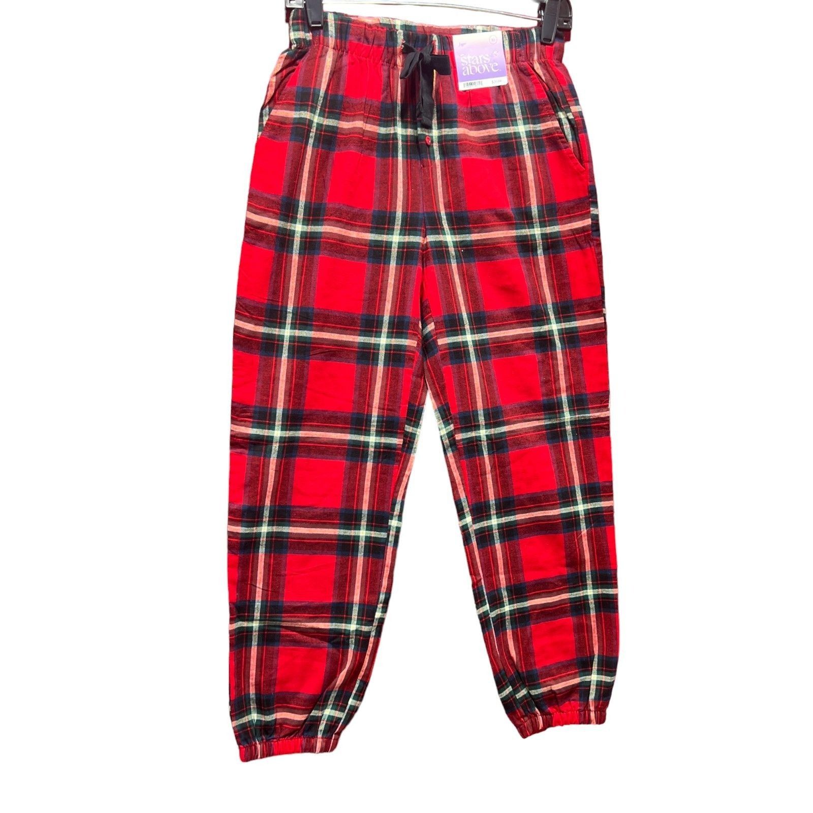 Other Stars Above - Women's Red Plaid Jogger Pajama Pants - Red - Size 26" / US 2 / IT 38 - 3 Thumbnail