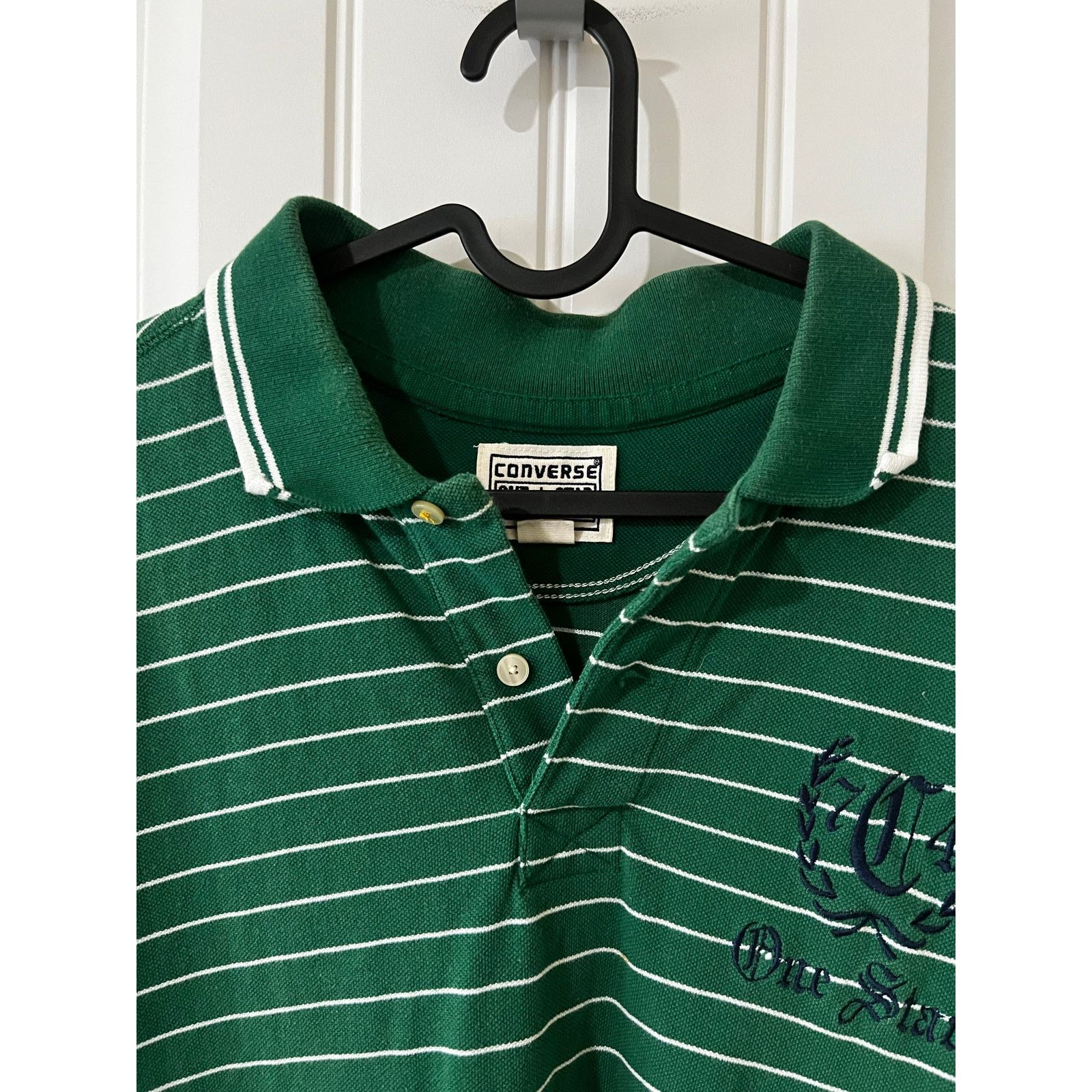 Converse Converse One Star Polo Shirt Green White Striped Vintage Size US L / EU 52-54 / 3 - 8 Thumbnail