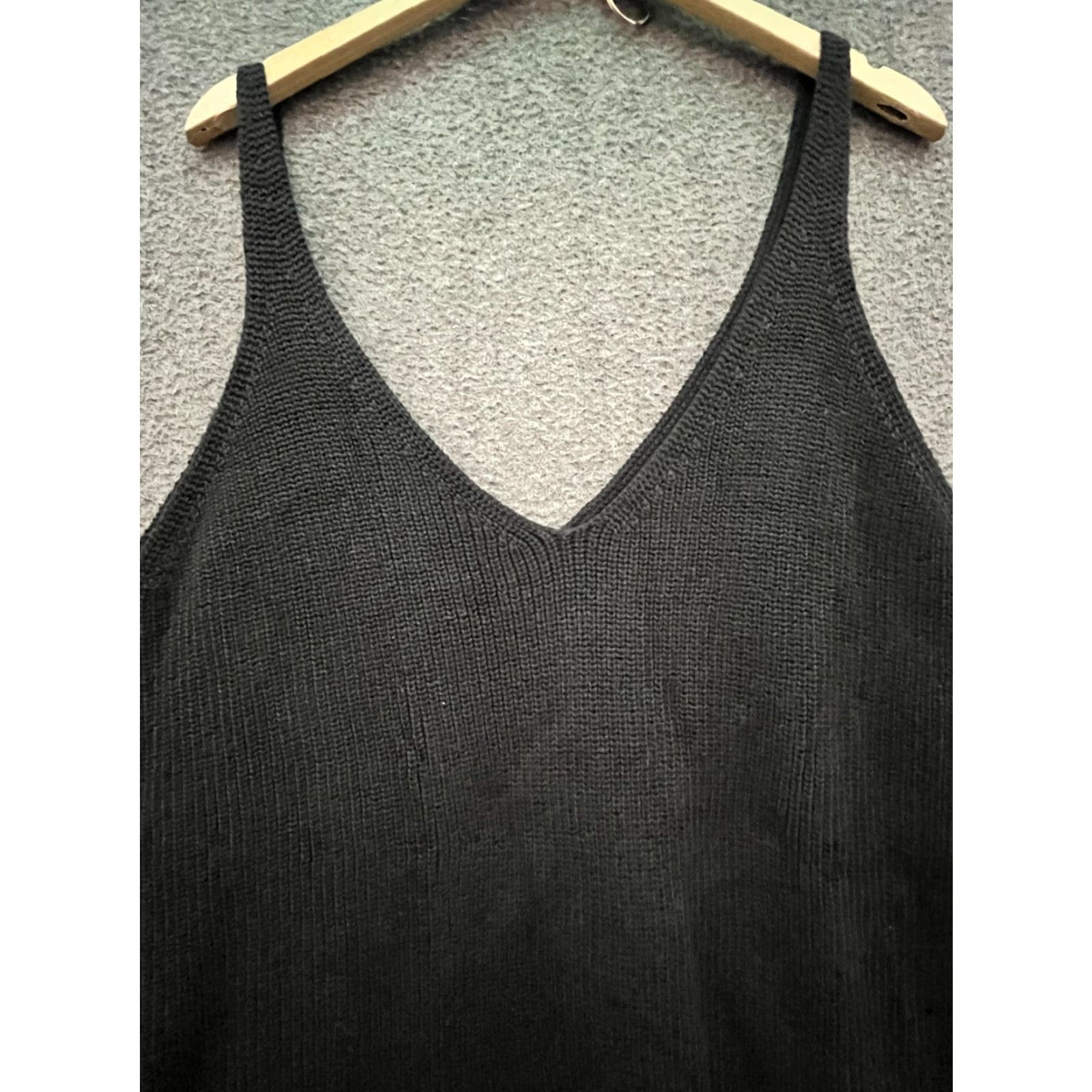 Vintage The Drop Tank Top Vest Top The Drop Textured Ribbed Sweater Knit Tank Top Sz 3X Black V-Neck Size XXL / US 16-18 / IT 52-54 - 3 Thumbnail
