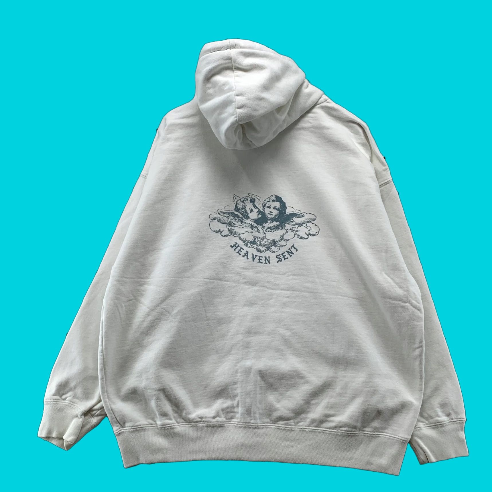 Vintage John Galt Cherub Hoodie Womens One Size White Heaven Zip Fleece Oversized Size ONE SIZE - 1 Thumbnail