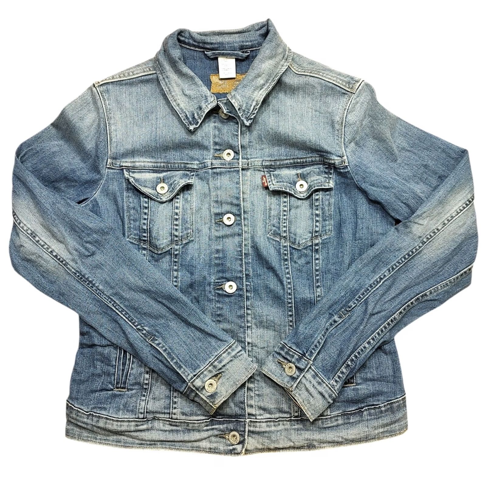 Levi's VINTAGE Levi's Denim Trucker Jacket Womens M Blue Light Wash Classic Casual Jeans Grunge 90s Western Womens Size 32" / US 10 / IT 46 - 2 Thumbnail