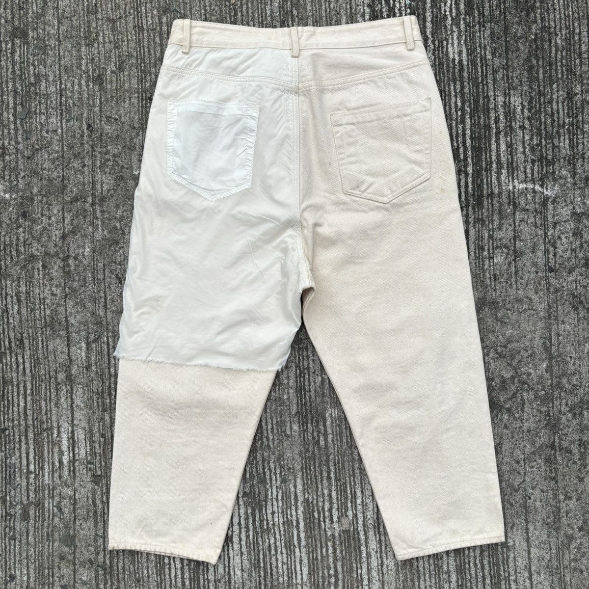 Rick Owens Drkshdw Rick Owens DRKSHDW Milk Collapse Cropped Jeans Size US 31 - 19 Thumbnail