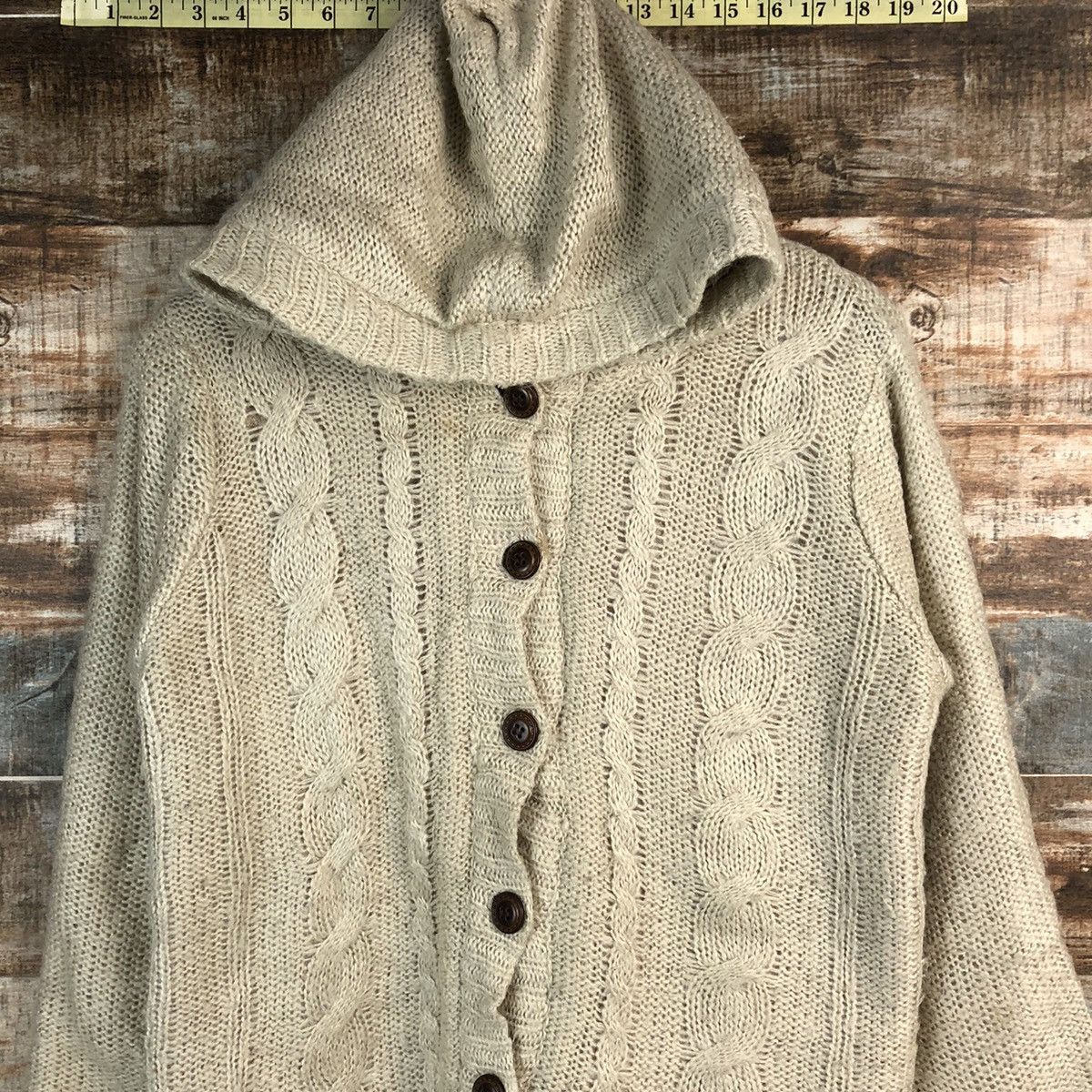 Homespun Knitwear × Japanese Brand Woble Cotton Brown Hoodie cable Knitwear #A2338 Size M / US 6-8 / IT 42-44 - 5 Thumbnail