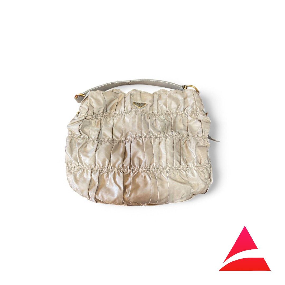 Prada Prada - Quilted Gaufre Handbag Shoulder Bag Beige Triangle Size ONE SIZE - 1 Thumbnail