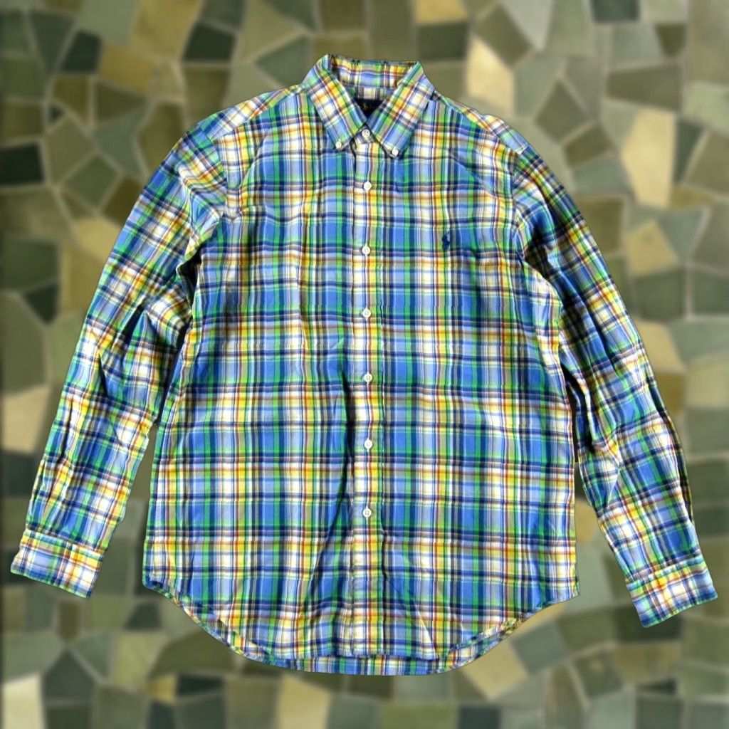 Ralph Lauren VTG Ralph Lauren Green Yellow Blue Plaid Long Sleeve Button Up Shirt Men Medium Size US M / EU 48-50 / 2 - 1 Thumbnail