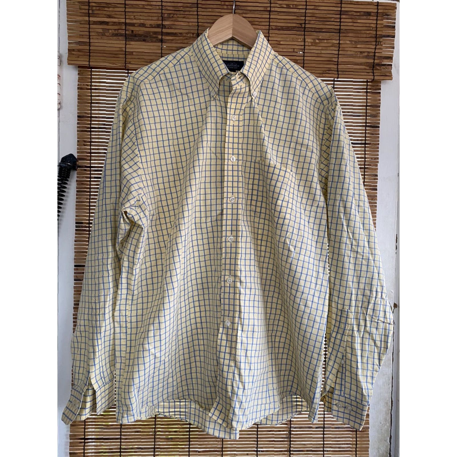 Brooks Brothers BROOKS BROTHERS Mens Button Front Logo Sport Shirt L Cotton Non-Iron Yellow Check Size US L / EU 52-54 / 3 - 2 Thumbnail