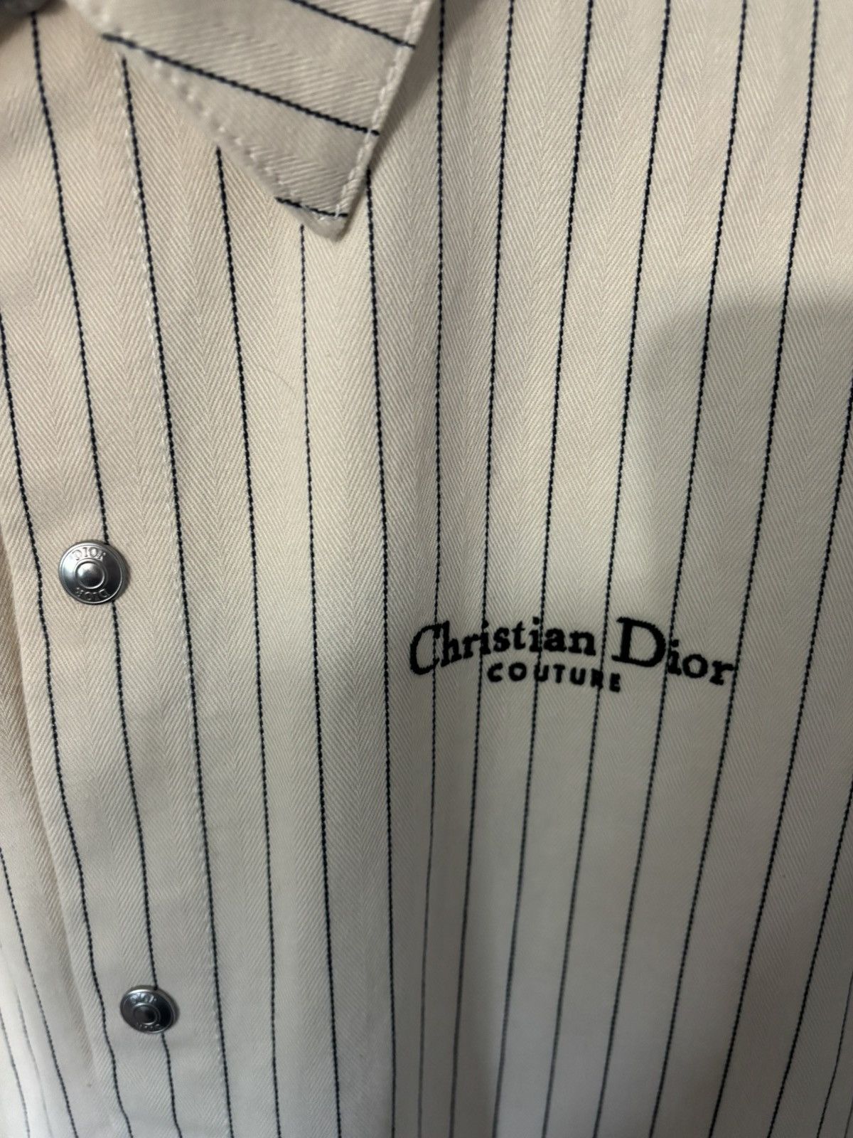 Dior Dior White Denim Pinstripe Jacket Medium Size US M / EU 48-50 / 2 - 2 Thumbnail