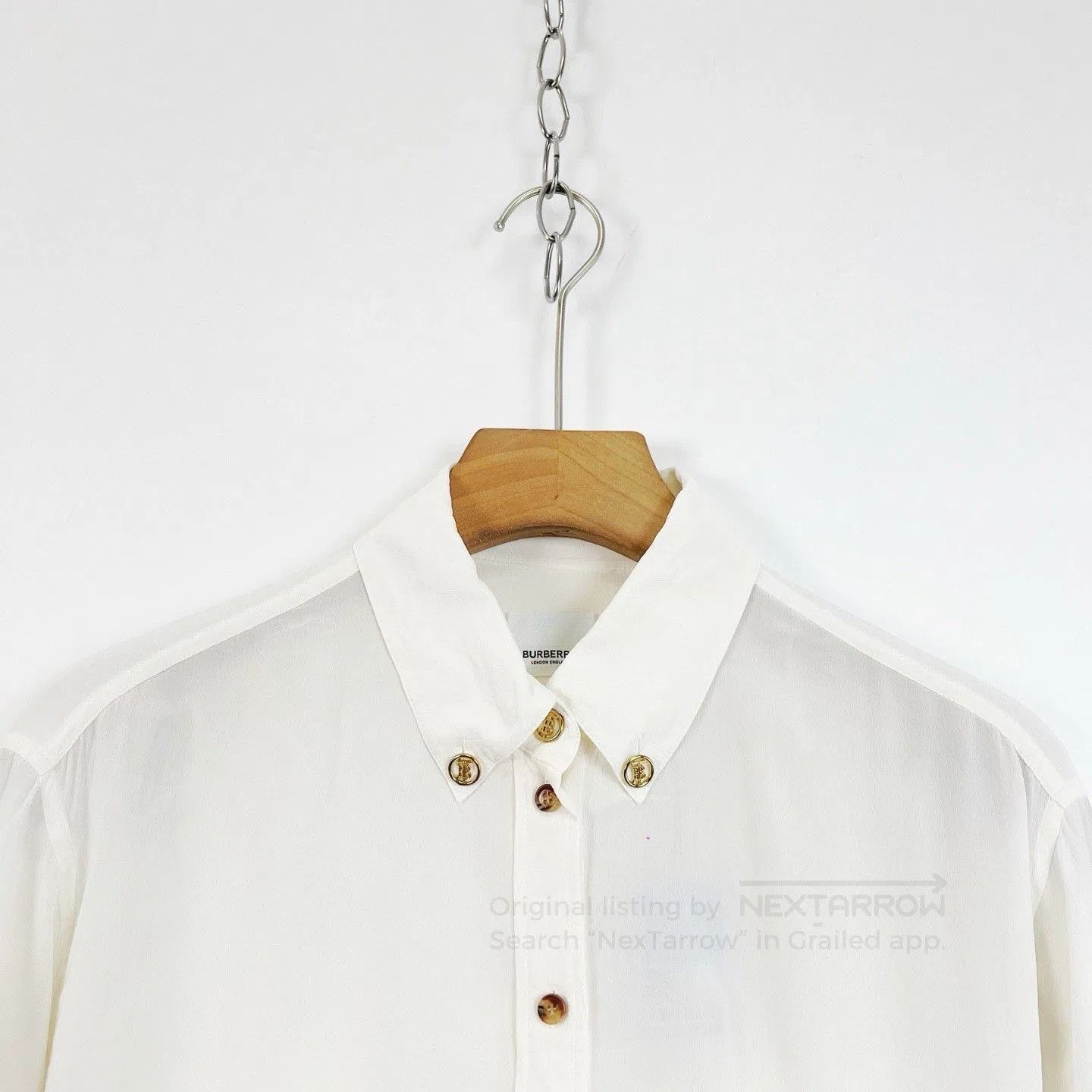 Burberry Burberry White Silk Long-Sleeve Shirt. Size S / US 4 / IT 40 - 3 Thumbnail