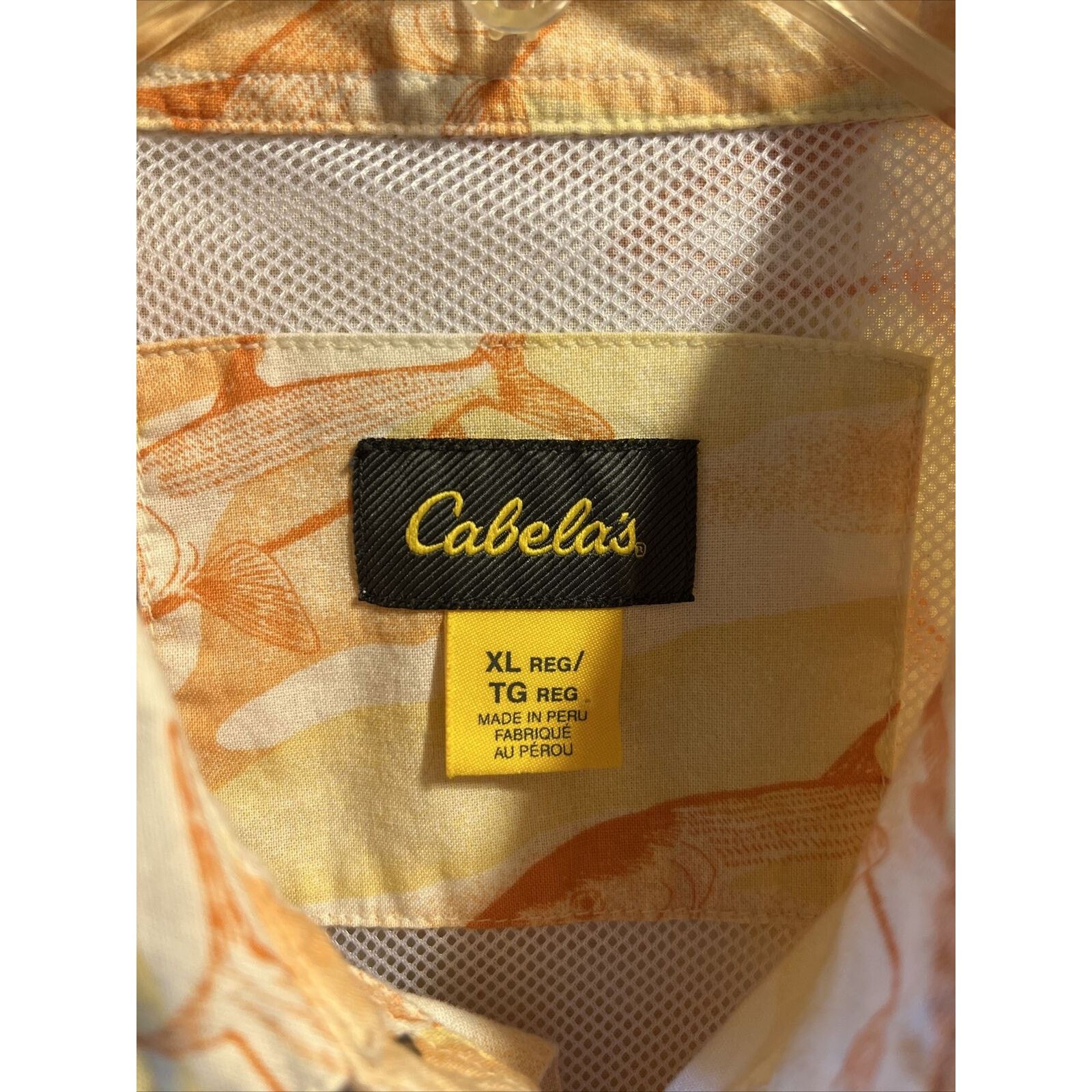 Cabelas Cabelas Shirt Men XL Button Up Orange SS Fish All Over Print Size US XL / EU 56 / 4 - 3 Thumbnail