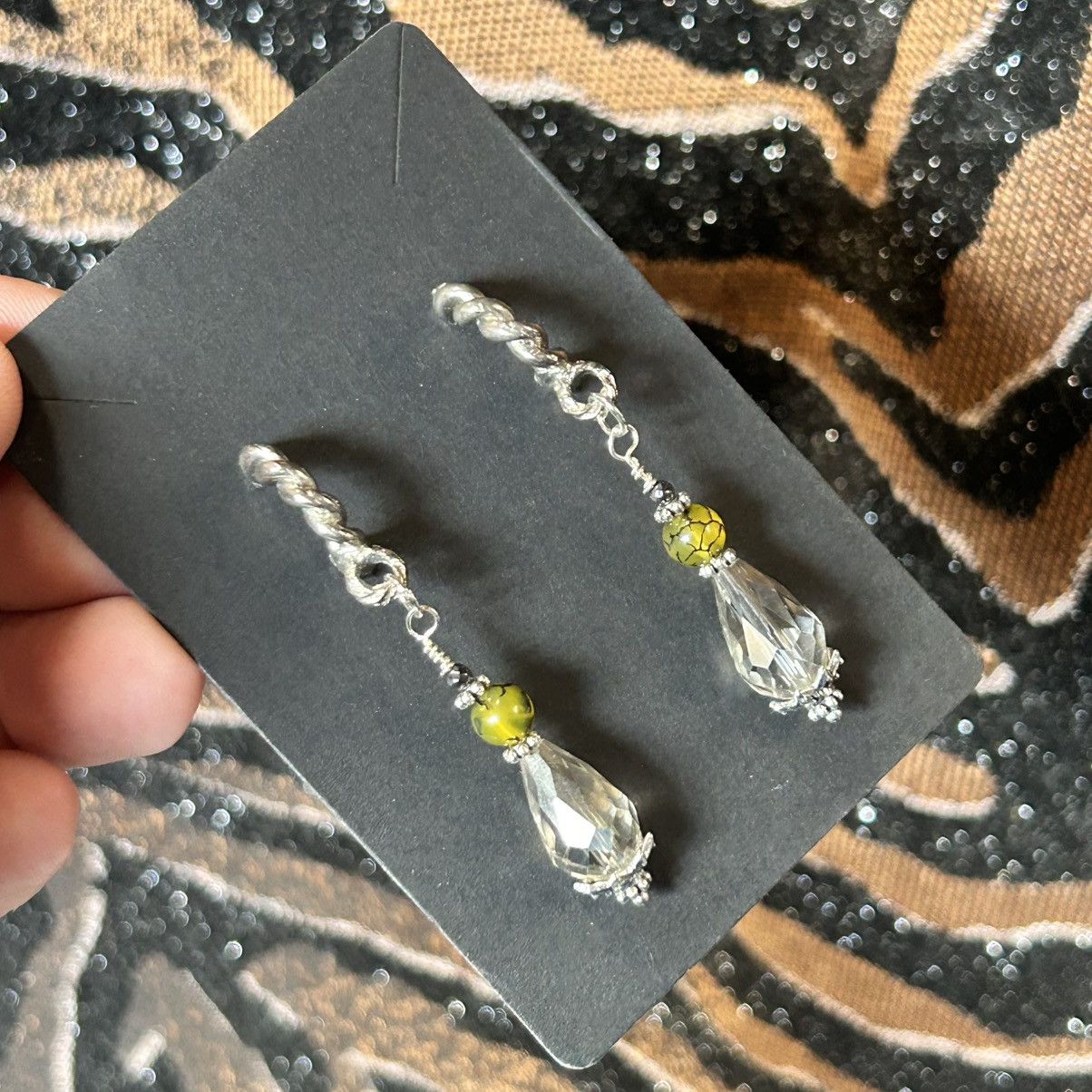Handmade Handcrafted raindrop faceted rutilated quartz earrings Size ONE SIZE - 2 Thumbnail