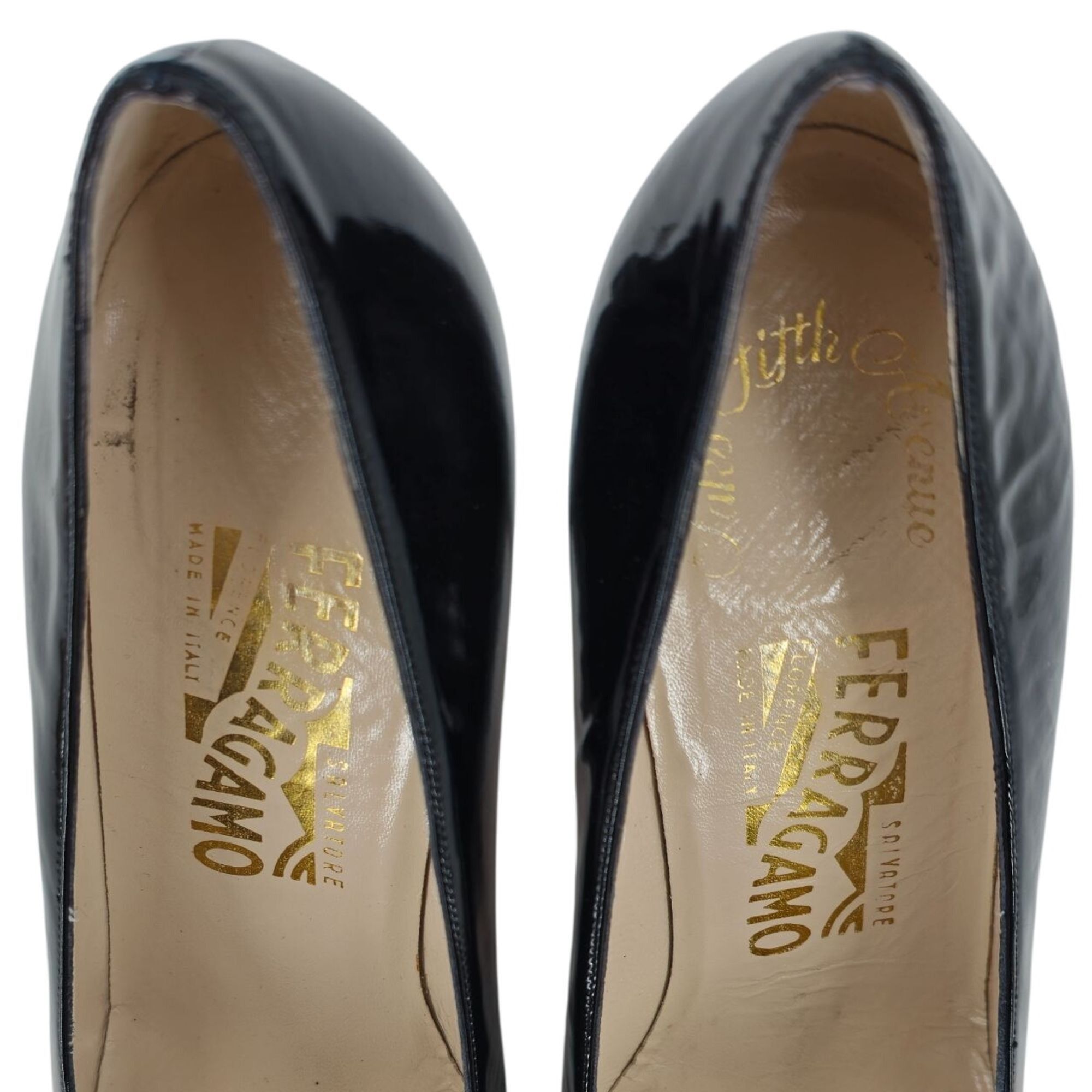 Saks Fifth Avenue × Salvatore Ferragamo Vintage Salvatore Ferragamo Black Leather Dress Pumps Womens Size US 8 / IT 38 - 8 Thumbnail