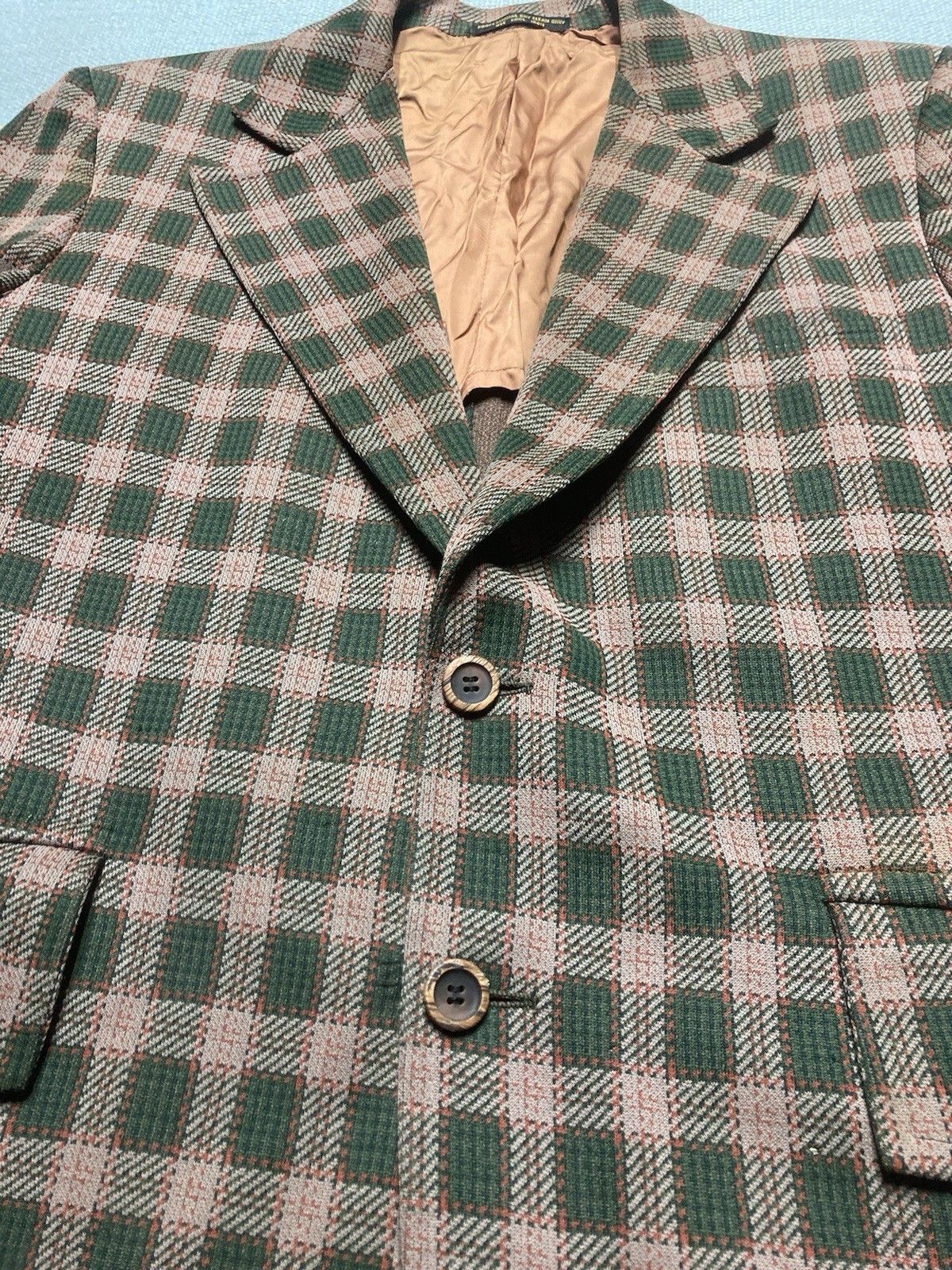 Vintage 1960s sport coat blazer Richman Brothers plaid 2 button 40R Size 40R - 3 Thumbnail