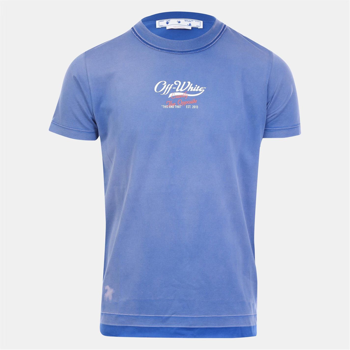 Off-White o1g2r1mq0226 Wave Off Raw Slim T-Shirt In Blue Size US XS / EU 42 / 0 - 1 Thumbnail