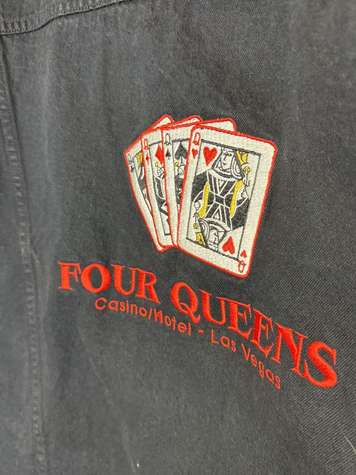 Vintage Vtg Four Queens Casino Las Vegas Hotel Black Denim Jacket Size US XL / EU 56 / 4 - 6 Thumbnail