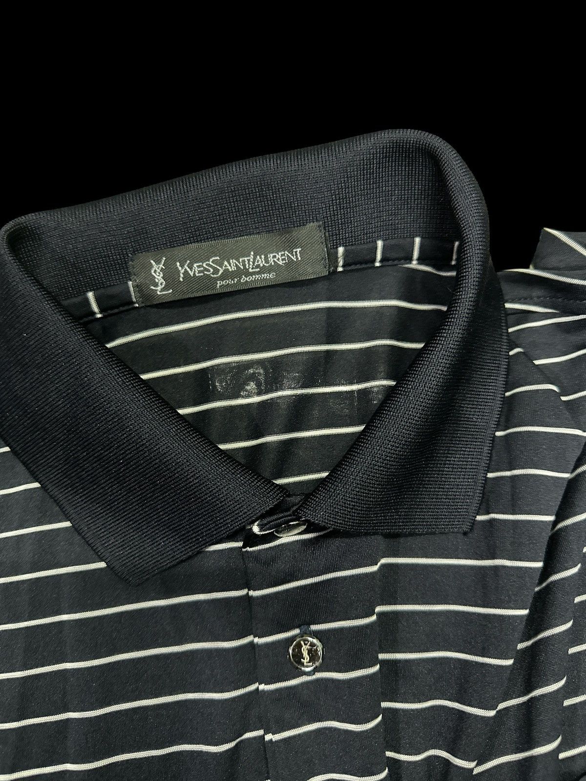 Saint Laurent Paris YsL💥Collar Tee Stripe Ysl Pour Homme 💥❗️ Size US XL / EU 56 / 4 - 4 Thumbnail