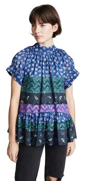 Opening Ceremony Opening Ceremony Navy Floral Blouse Size XS / US 0-2 / IT 36-38 - 2 Thumbnail