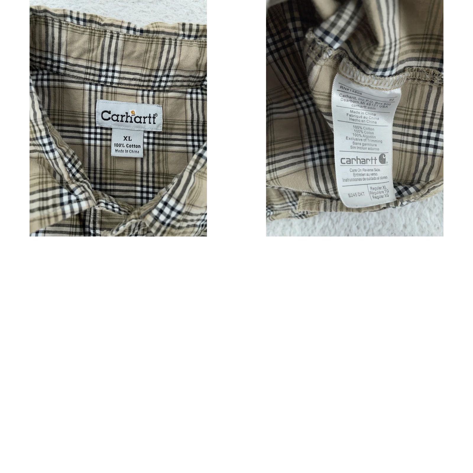 Carhartt VINTAGE Carhartt Shirt Mens XL Dark Tan Plaid Short Sleeve Button Up Workwear S245 DKT Size US XL / EU 56 / 4 - 8 Thumbnail