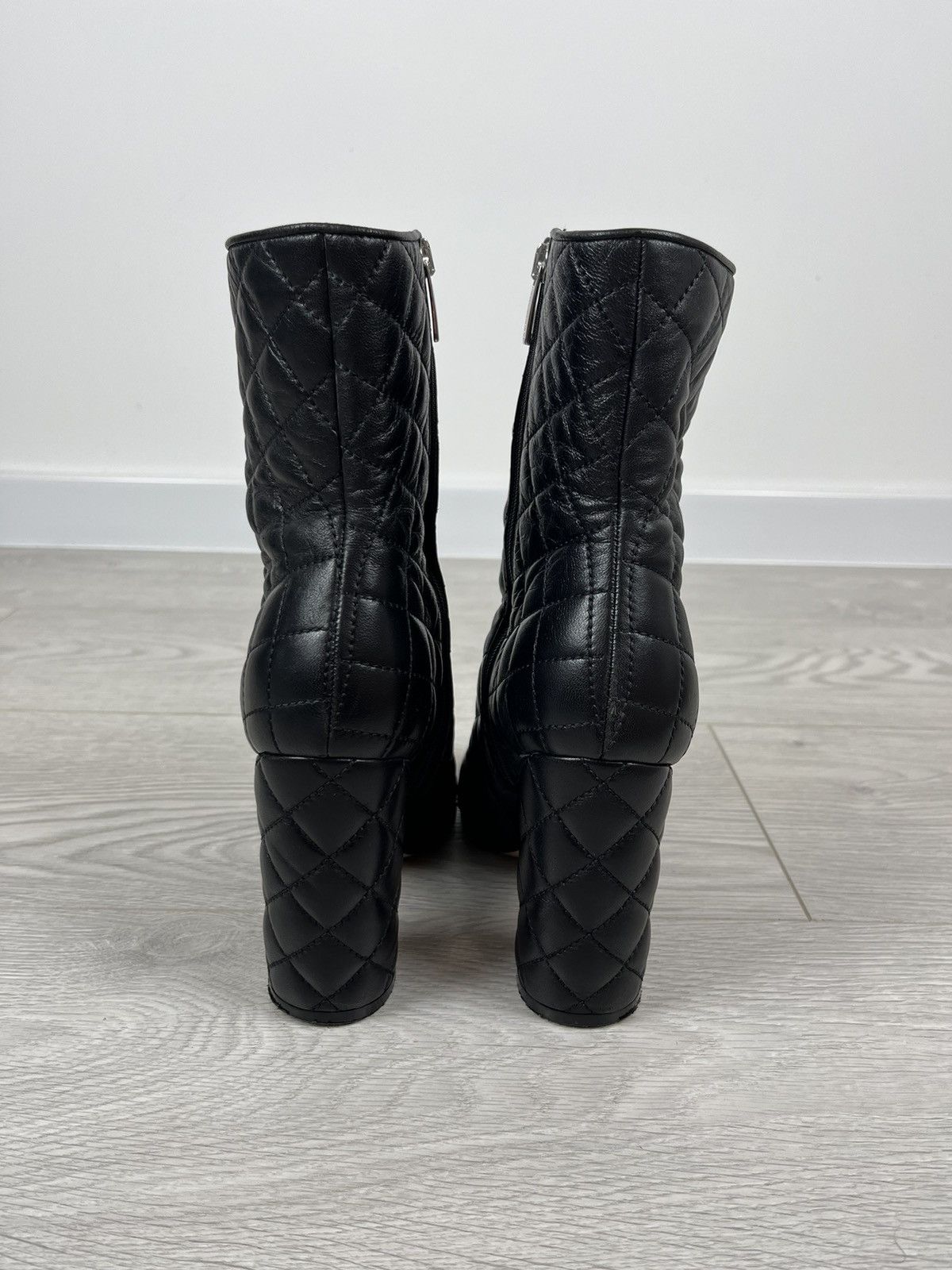 Gianvito Rossi Gianvito Rossi Black Leather Quilted Zip Heel Boots Size US 8 / IT 38 - 17 Thumbnail