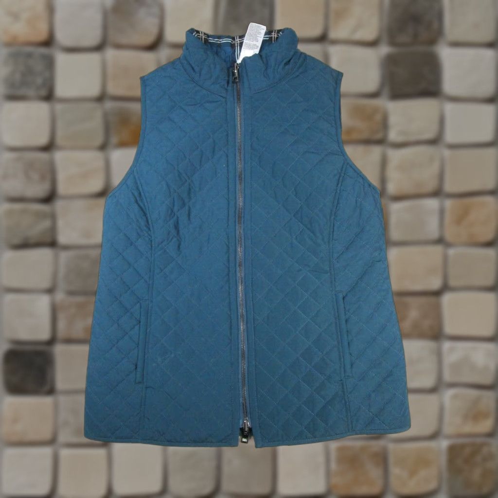 Vintage Chico's Vest Women's Small S Blue Black White Reversible Quilted Jacket Size S / US 4 / IT 40 - 1 Thumbnail