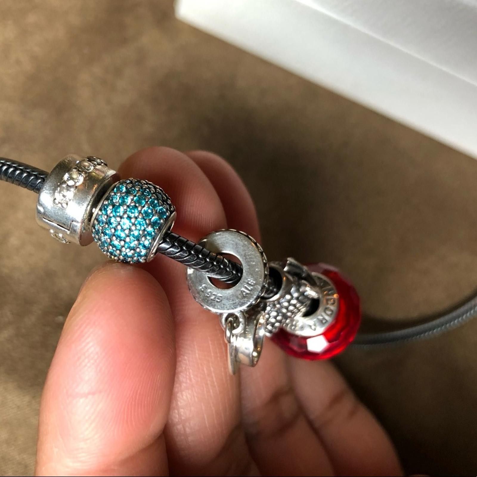 pandora Pandora Oxidized Bracelet with 7 Pandora Charms Size ONE SIZE - 9 Thumbnail