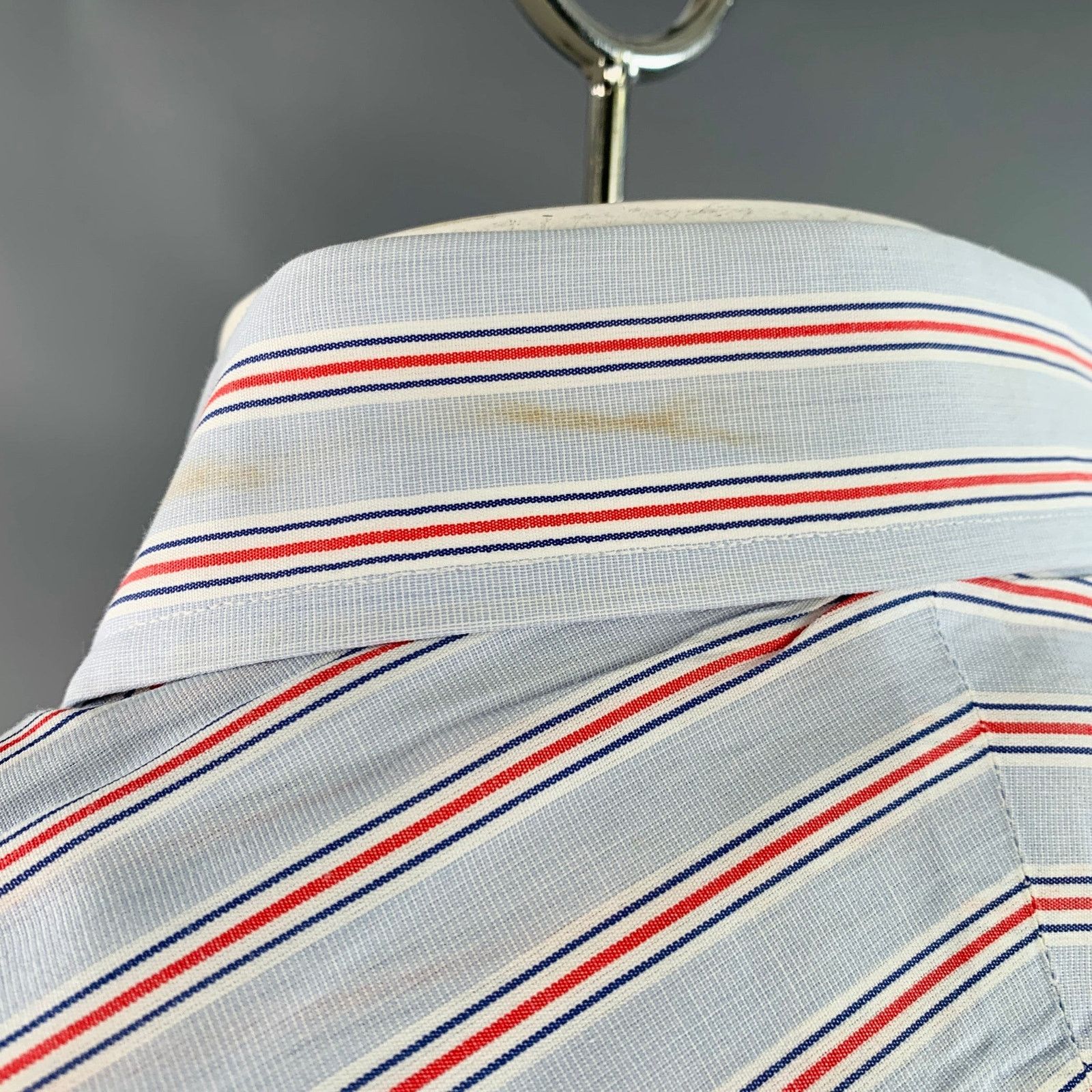 Turnbull & Asser Size L Blue Navy Red Stripe Cotton Long Sleeve Shirt Size US L / EU 52-54 / 3 - 5 Thumbnail