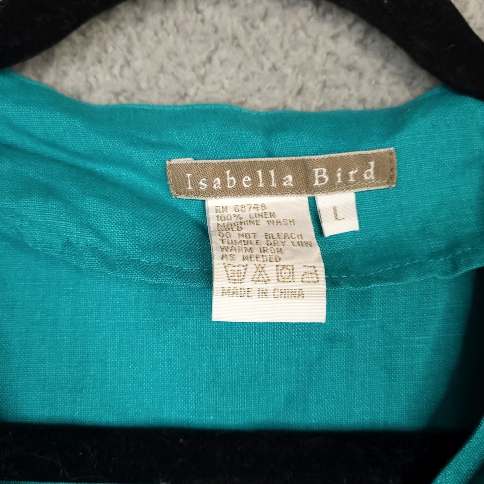 Altea ISABELLA BIRD Women's Button-Up Sleeveless Teal Blue L Blouse, V-Neck, Cotton Blend, Casual, Regular Fit, Bird Pattern, All Seasons, Adults, Women Size L / US 10 / IT 46 - 5 Thumbnail