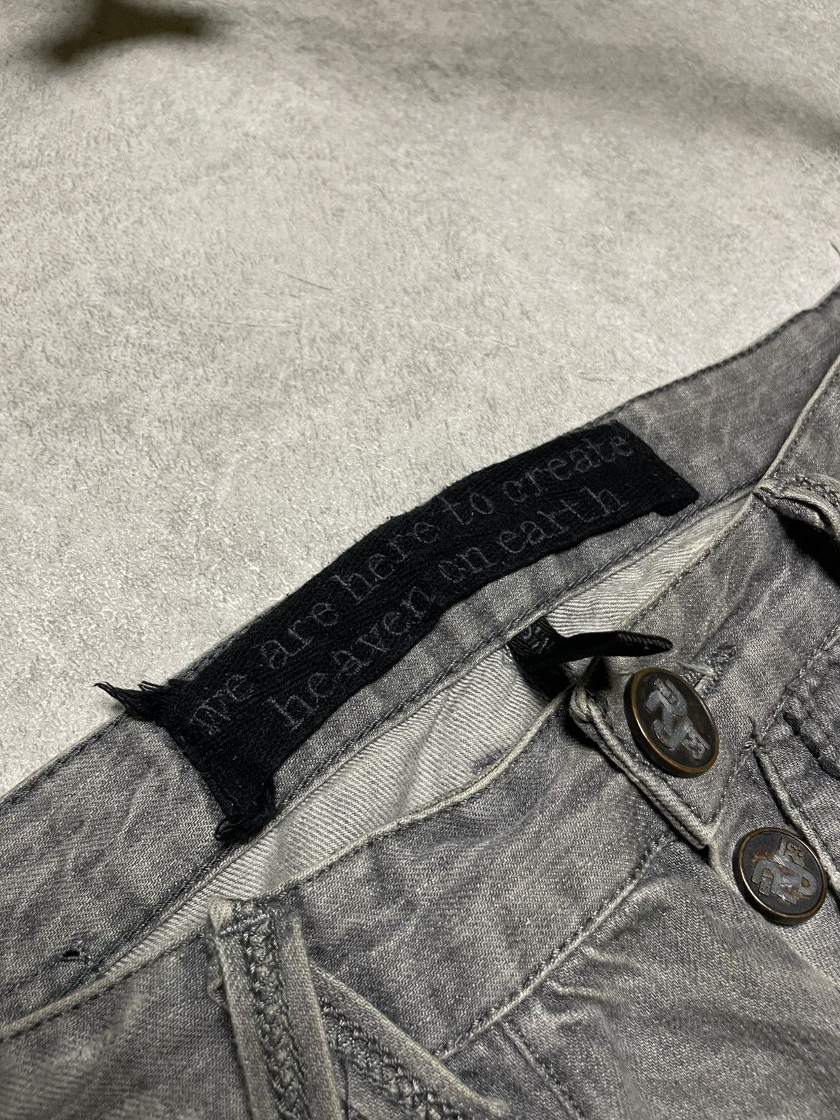 If Six Was Nine RNT23 Skull Destroyed glam denim w/ twisted seams & raw edge Size US 36 / EU 52 - 12 Thumbnail