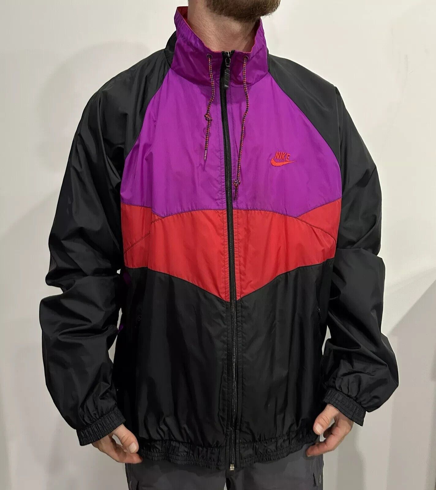 Nike NIKE VINTAGE 1990s TRACK JACKET NYLON RAVE BLOCK WINDRUNER Size US XL / EU 56 / 4 - 1 Thumbnail