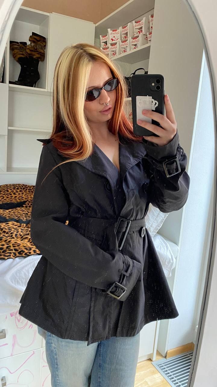 Vintage Vintage navy blue midi trench coat Size S / US 4 / IT 40 - 1 Thumbnail