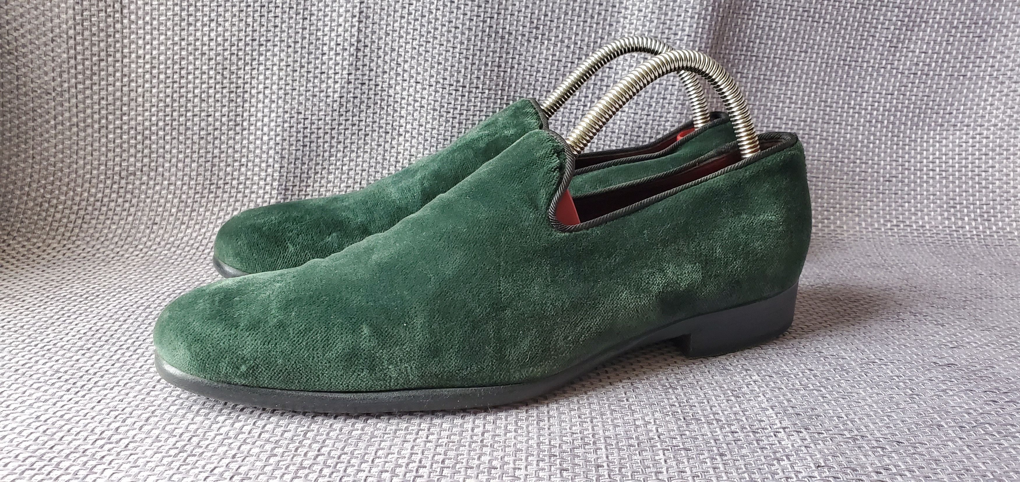 image of Dolce Gabbana Velvet Slip On Loafer Shoes in Green, Men's (Size 9)