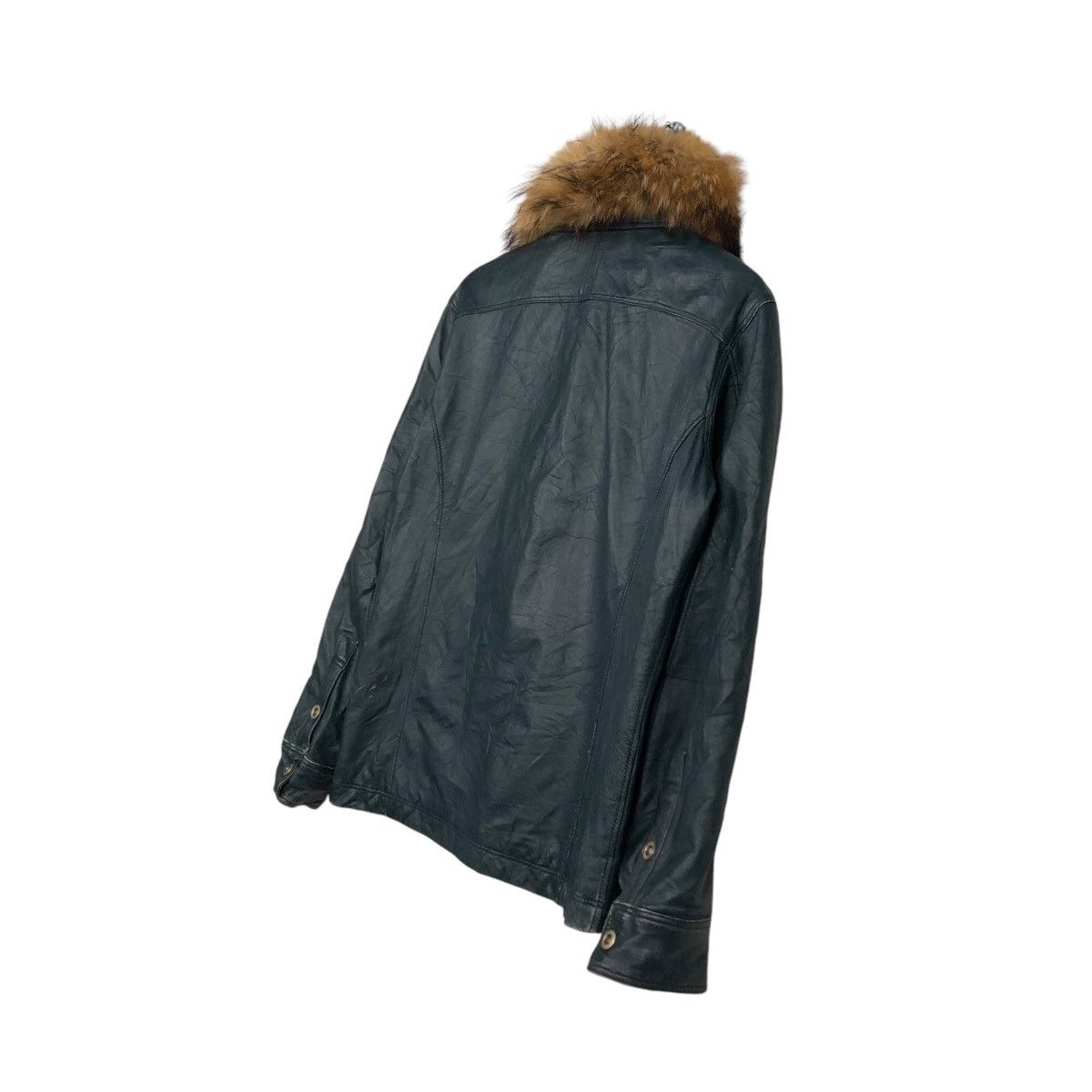 🔥VINTAGE BIKER LEATHER JACKET ASM ARCHIVE MINK FUR COLLAR