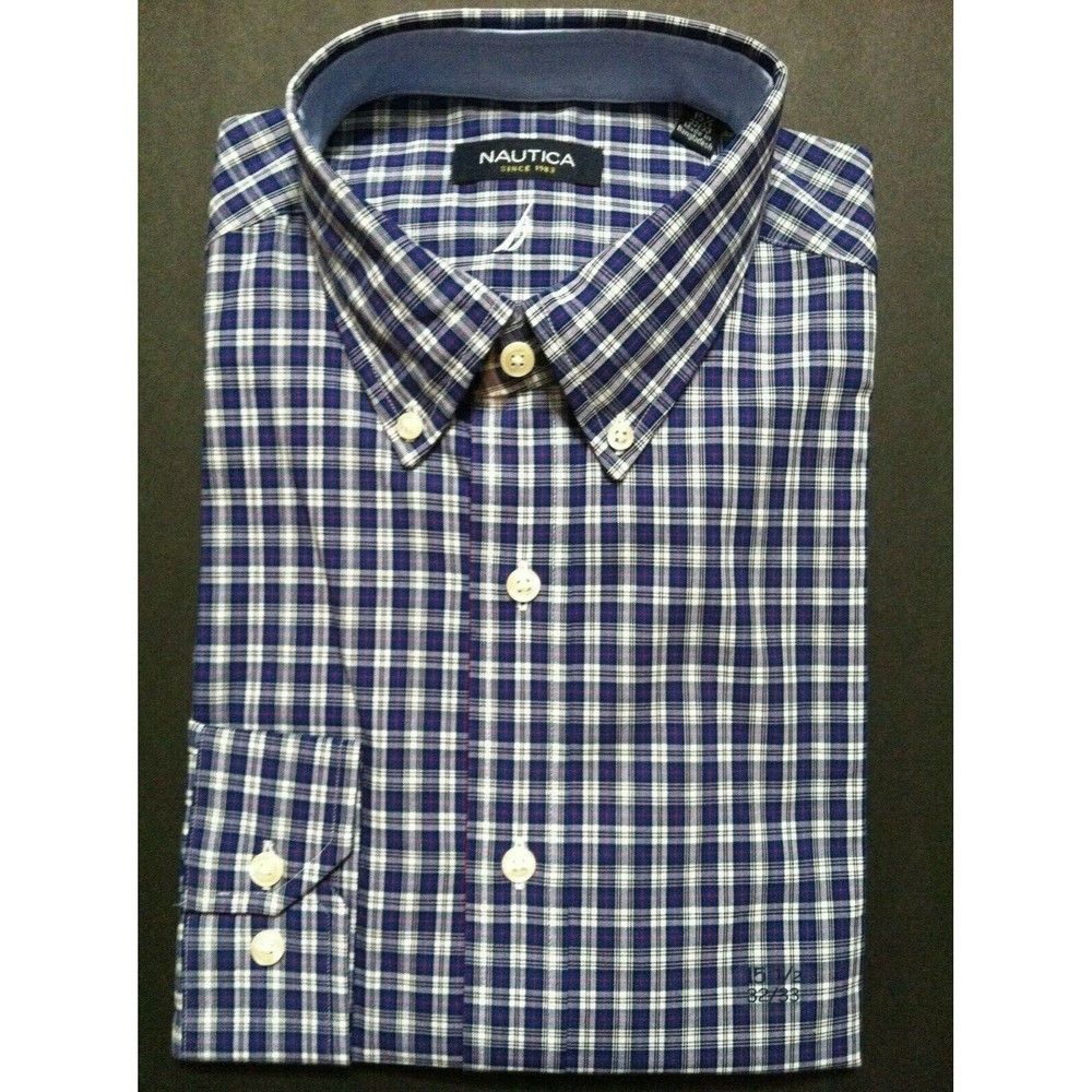 Nautica NAUTICA MENS NEW PURPLE 100%COTTON CASUAL SHIRT 15.5/32-33 Size US M / EU 48-50 / 2 - 1 Thumbnail