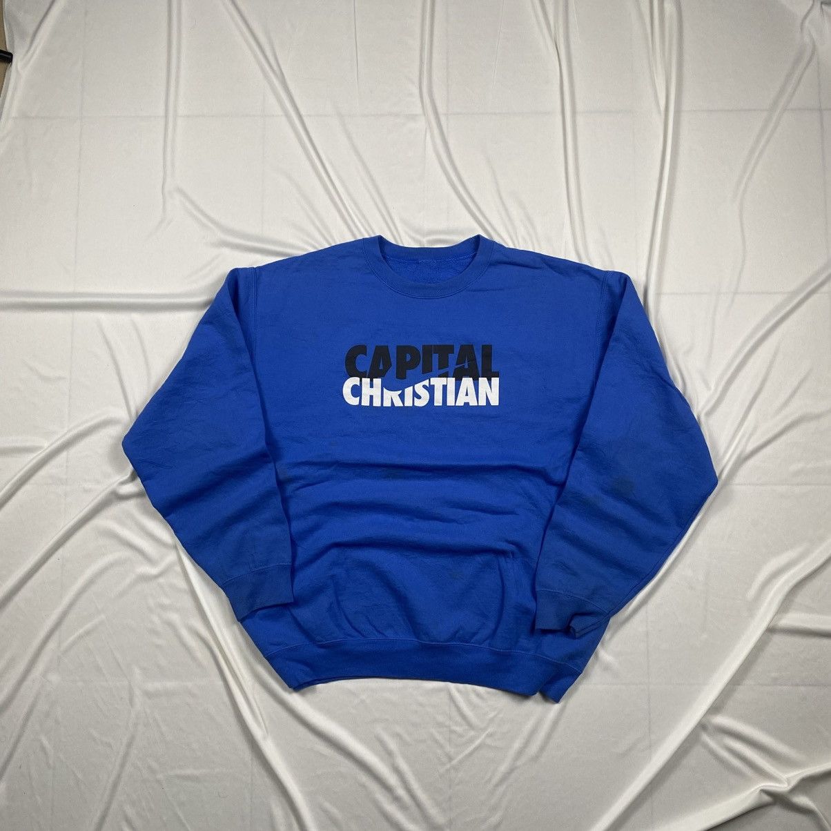 Vintage y2k Capital Christian Nike Parody Crewneck