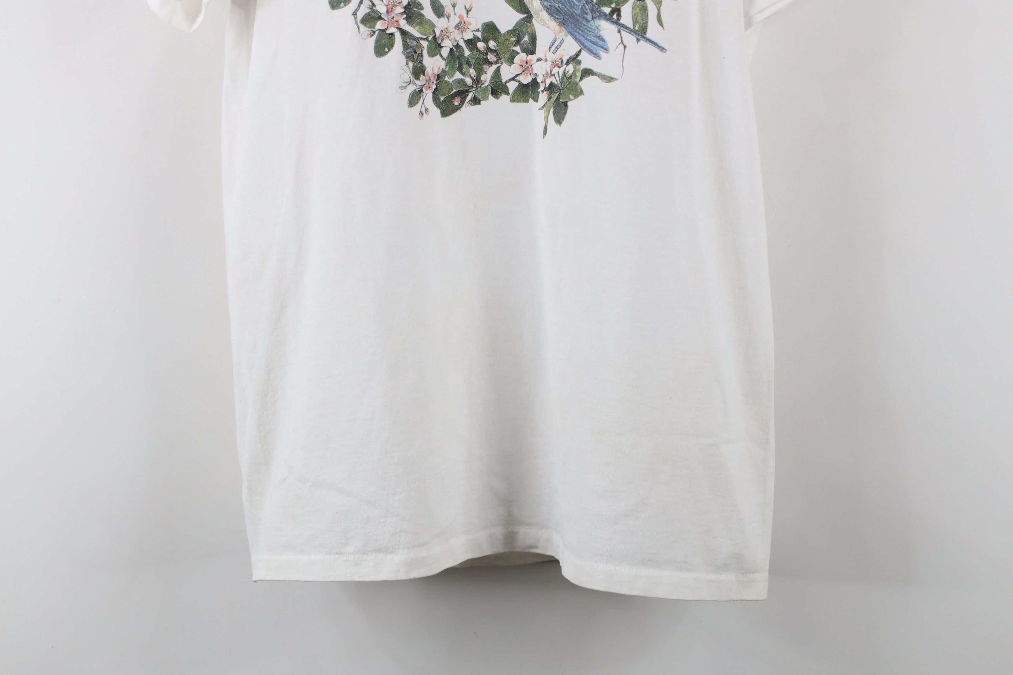 Vintage Vintage 90s Streetwear Bird Flower Collared T-Shirt White Size M / US 6-8 / IT 42-44 - 3 Thumbnail