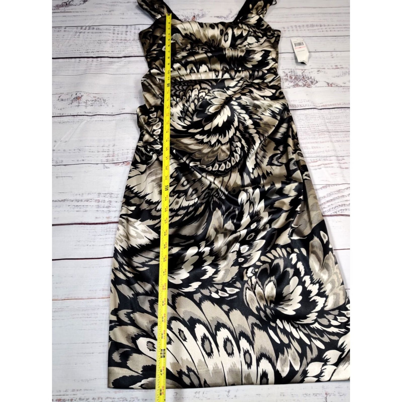 Vintage London Style Nights Womens Tank Dress Sleeve No Sleeves Black Champagne Knee Length 10 Sheath Size L / US 10 / IT 46 - 2 Thumbnail