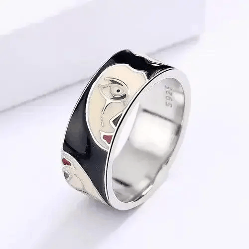 Japanese Brand Creative Handmade Irregular Half Face Enamel Heart Ring Size ONE SIZE - 3 Thumbnail