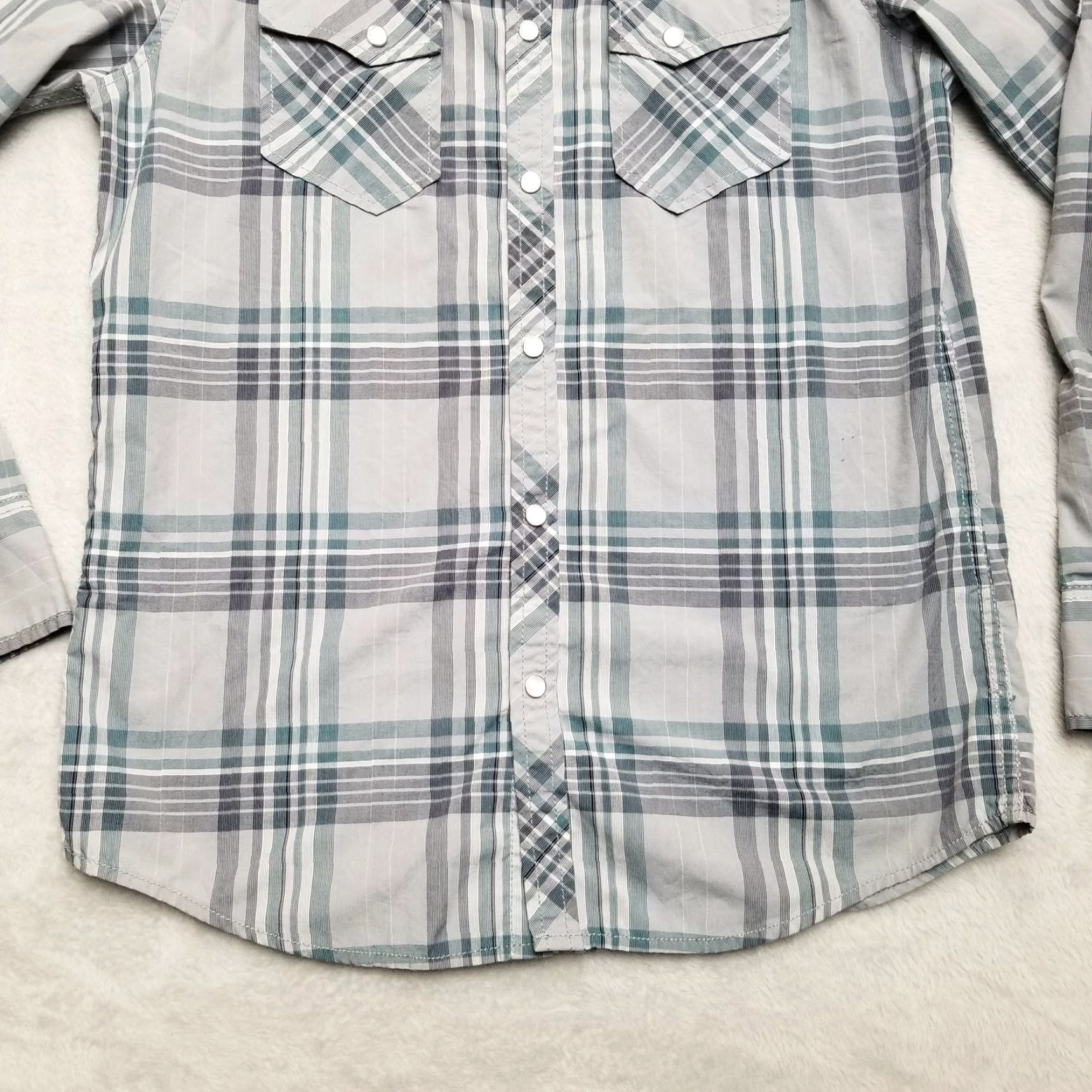 Vintage VINTAGE INC International Concepts Shirt Mens S Teal Plaid Pearl Snap Western Casual Size US S / EU 44-46 / 1 - 3 Thumbnail