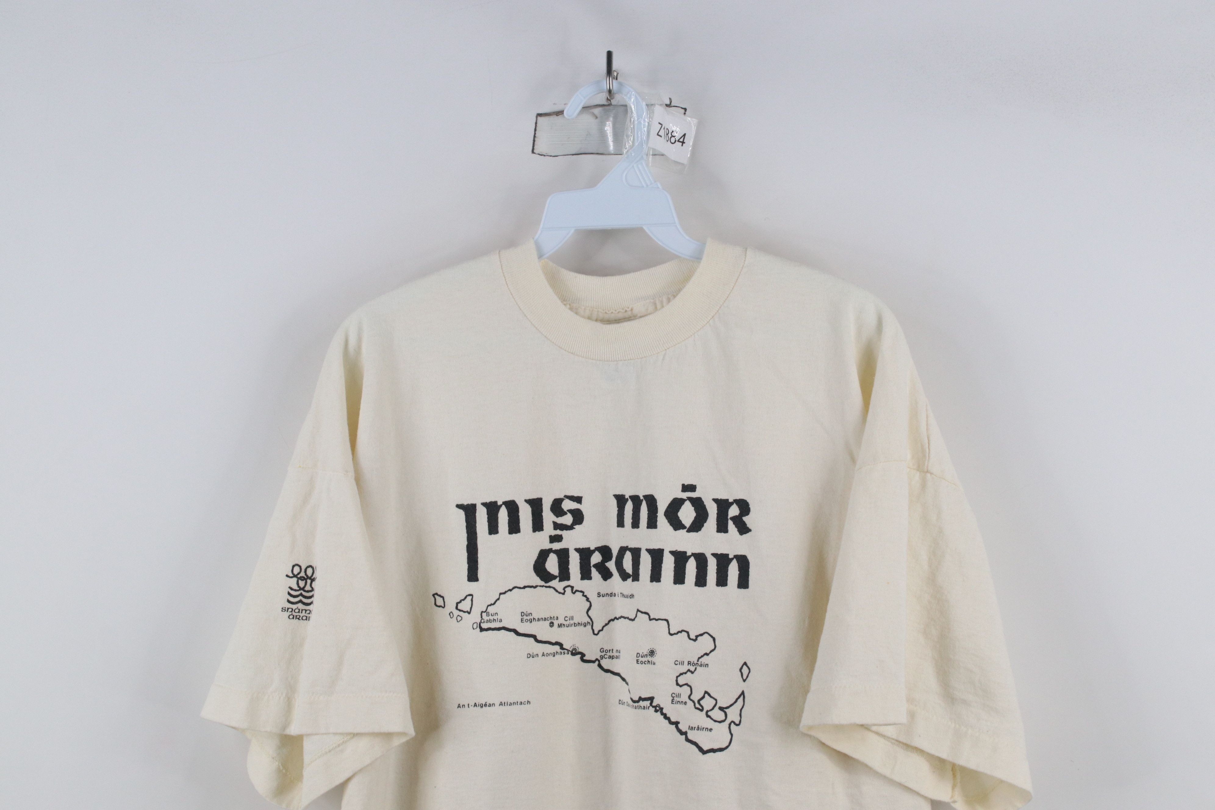 Vintage Vintage 90s Inis Mor Arainn Inishmore Ireland T-Shirt Cream Size US XXL / EU 58 / 5 - 2 Thumbnail