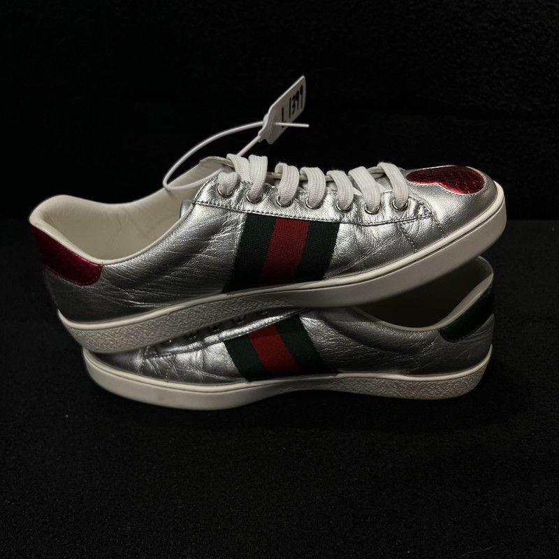 Gucci Gucci Silver Casual Sneakers with Heart Design - Size US 8.5 / EU 41-42 - 7 Thumbnail